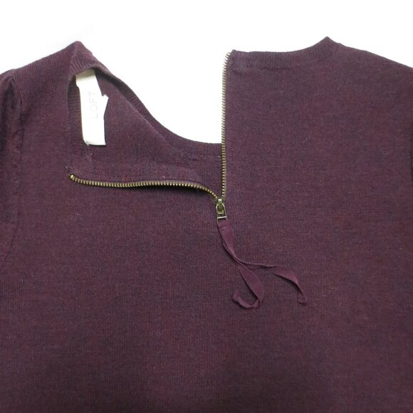 LOFT womens SWEATER purple TOP crew PLUM shirt WOOL CAREER casual SIZE M - Picture 9 of 10